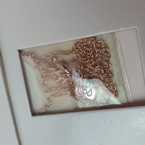 Betsey Johnson Valentines Cupid Heart Rose GoldTone Cubic Zirconia Necklace - Picture 4 of 5